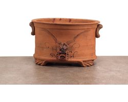 Plantenpot Ovaal - Bloempot Terracotta - Planten Buiten - Handgemaakt Unicaat - 23 cm Diameter - Onbehandeld