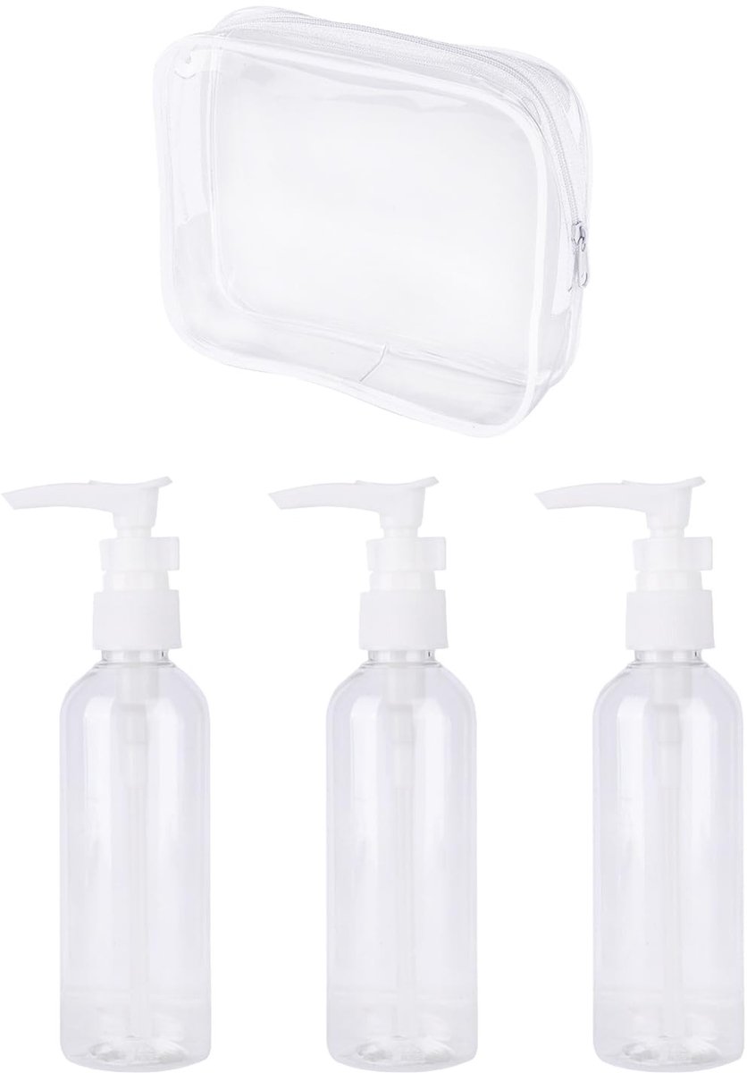 Dailygoods- Pompdispenser 3 stuks - Drukdispenser - Zeepdispenser - Lotiondispenser - Kunststof - Transparant 14,6 x 3,8 cm - Zeepfles