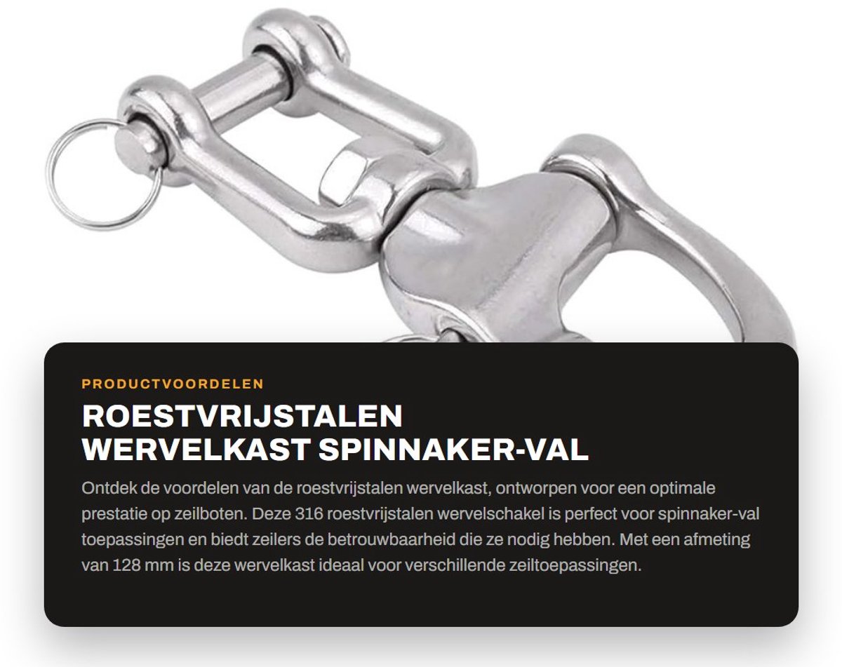Dailygoods- Wervelkast Roestvrij Staal 316 - Snelspanbeugel - Klauw - Zeilboot - Spinnaker - Slijtvast en Corrosiebestendig - Karabijnhaak