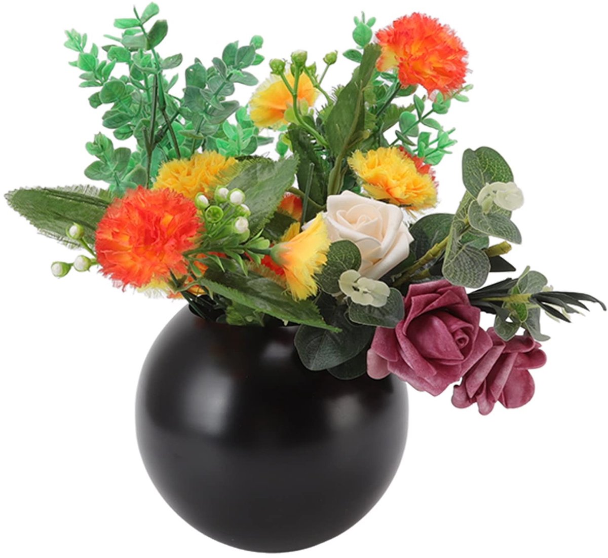 Dailygoods- Bloemenvaas Ronde Roestvrij Stalen Vaas - Decoratie - Bruiloften - Kantoor - Woondecoratie - Afmetingen 14 x 12 x 8,2 cm