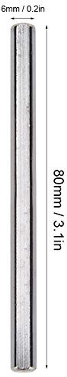 Dailygoods- Precisiestang 6-delig - Roestvrij Staal 303/304 - D-as 80 x 6 mm - Nauwkeurig Geslepen - Duurzaam en Robuust - Eenvoudig Vervangbaar
