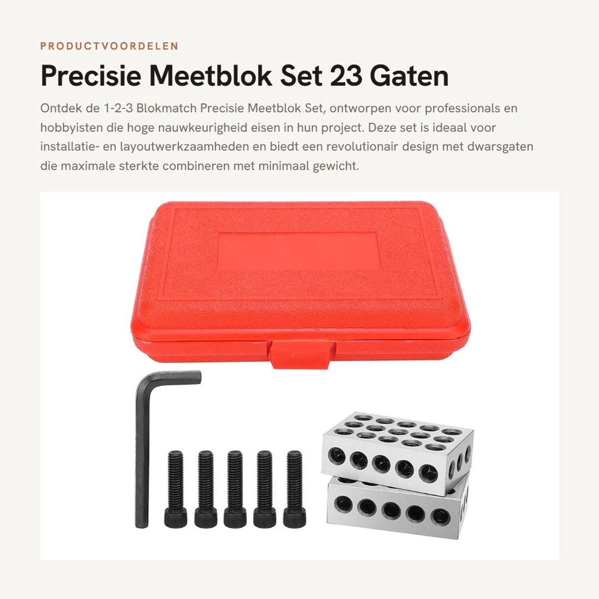 Dailygoods- Meetblok Ultra Nauwkeurig - Precisie Meetblok - Gereedschapsstaal - 23 Gaten - Schroefsleuteldoos - Voor Installatie en Lay-out - Precisiemeetblok
