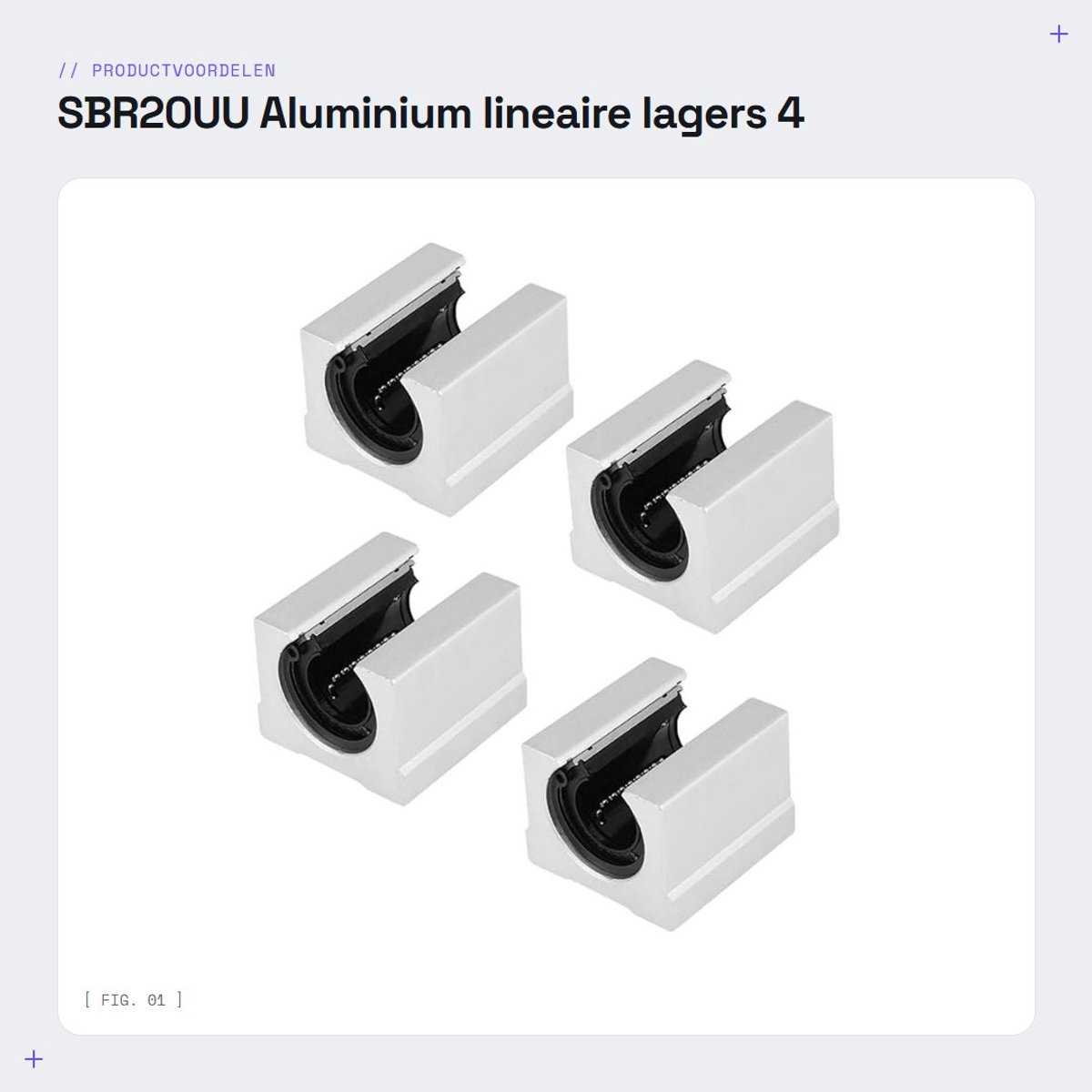 Dailygoods- Lineaire Lager SBR20UU - 4 Stuks - Aluminiumlegering - Binnendiameter 20 mm - Buitendiameter 39 mm - Dikte 11 mm
