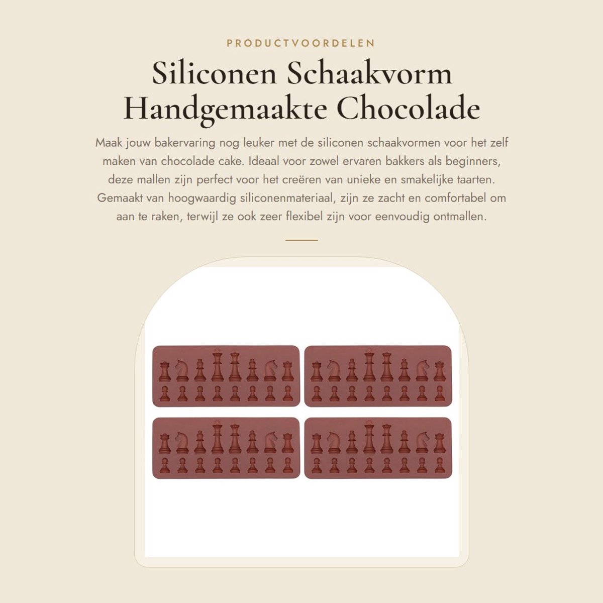 Dailygoods- Schaakvorm - 4 Stuks - Siliconen - Handgemaakt - Hoge Temperatuur Weerstand - Flexibel - Eenvoudig Schoon te Maken - Cakevorm