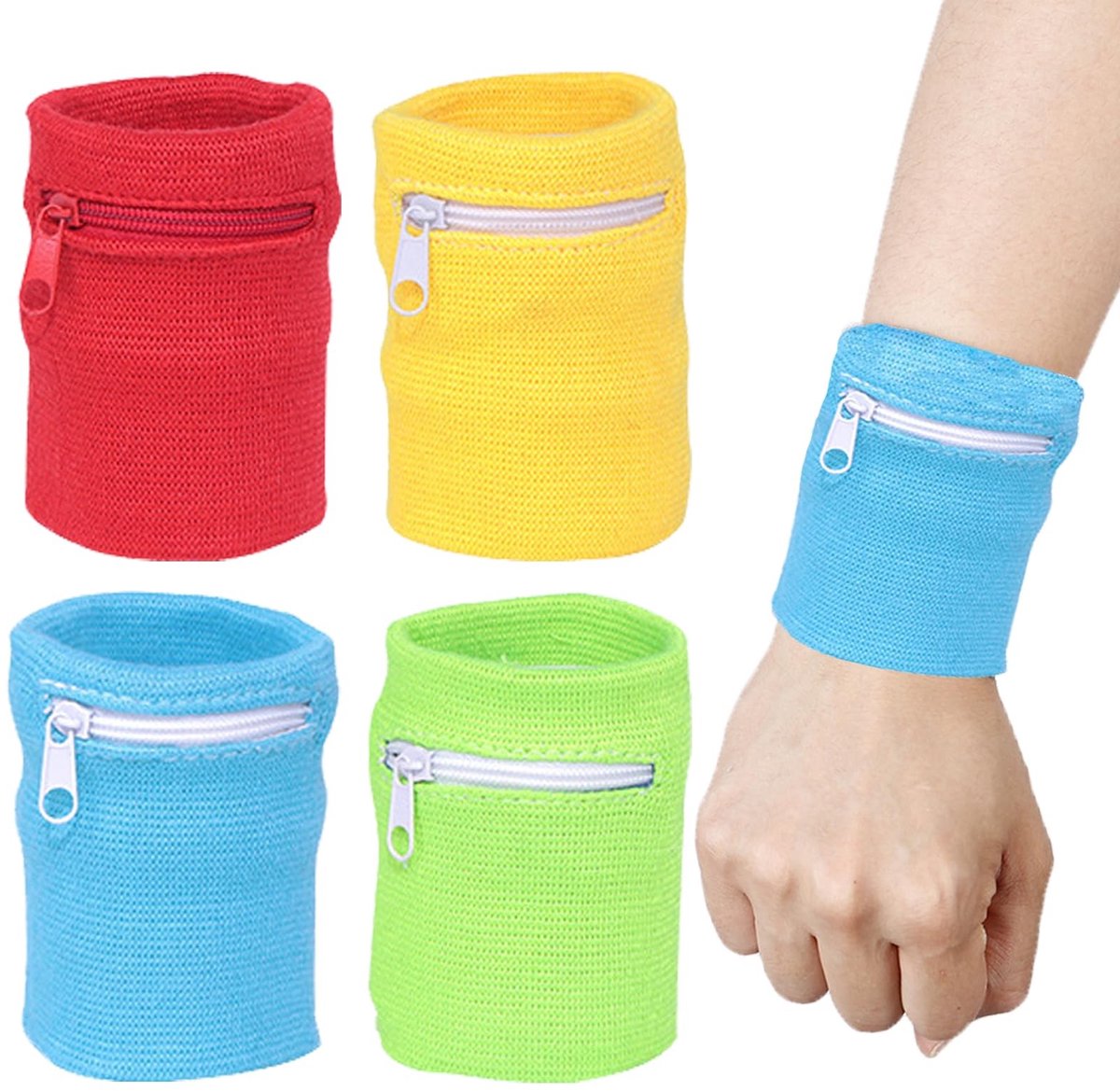 Dailygoods- Sportpolstas Lichtgewicht - Zweetbanden Pols - Zweetbanden Hoofd - Zweetbanden voor Heren/Dames - 4 Stuks - Ademend Materiaal - Zweetband