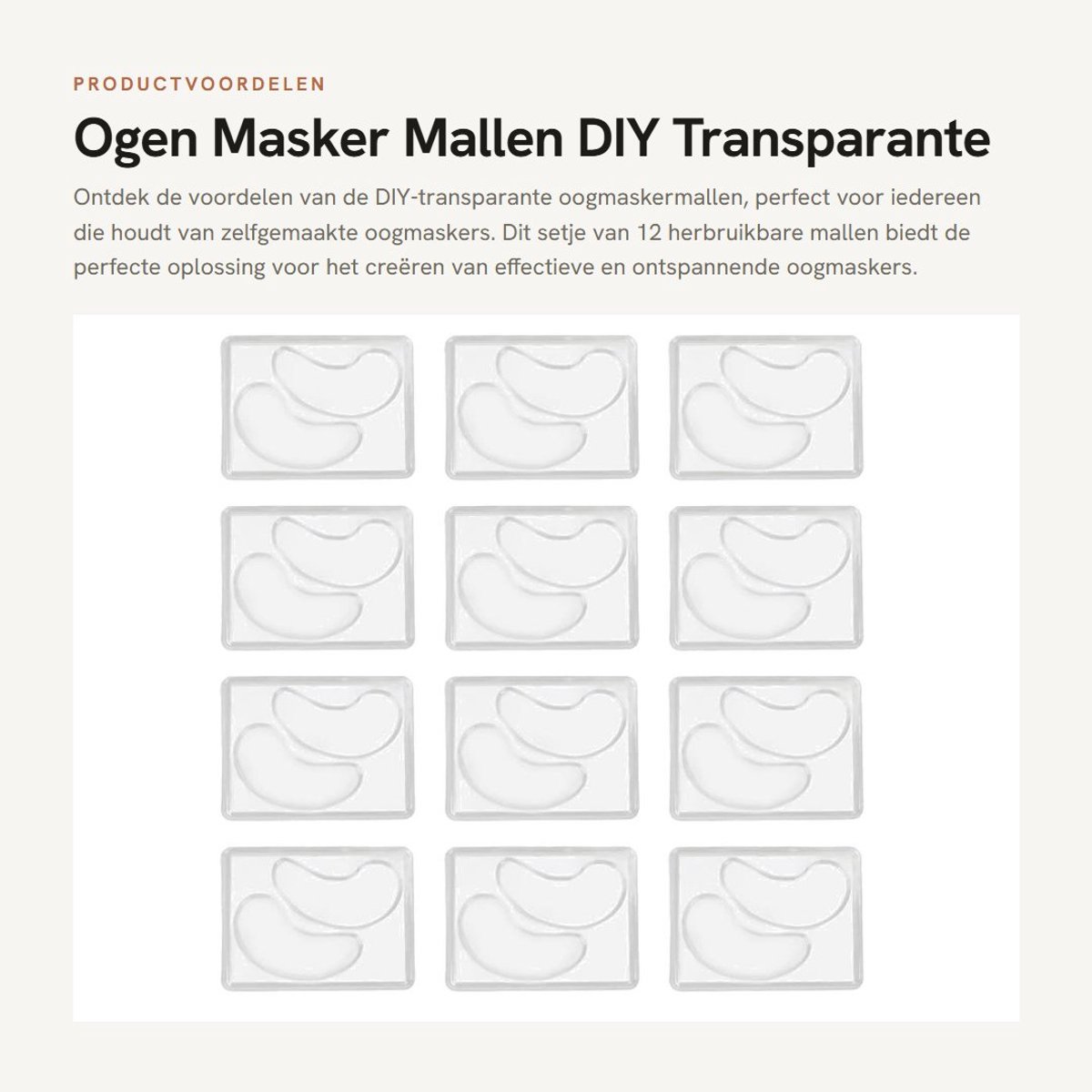 Dailygoods- Ogen Masker Herbruikbaar - DIY Oogmasker Mallen - Transparante Oogmasker Plaat - Gemakkelijk te Reinigen - Bespaar Geld