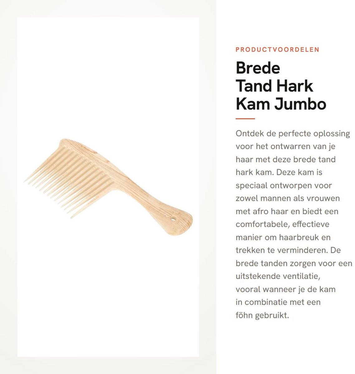 Dailygoods - Brede Tand Hark Kam - Jumbo Kam - Effectief Ontwarren - Geschikt voor Afro Haar - Voor Mannen en Vrouwen