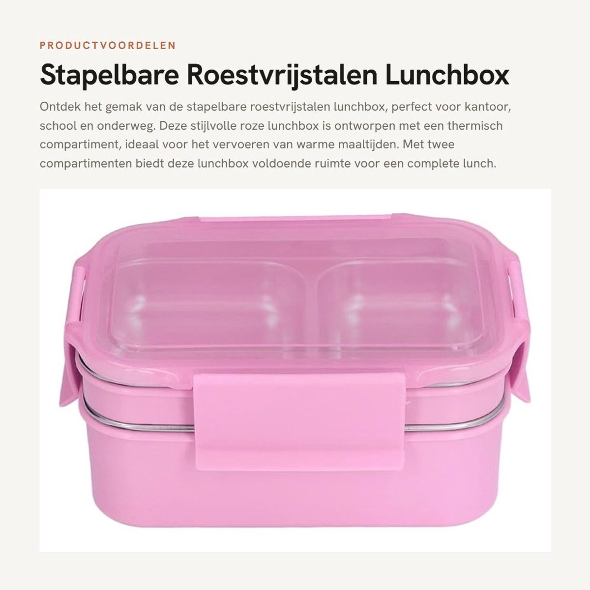 Dailygoods- Lunchbox Dubbellaags Geïsoleerd - Roestvrij Staal - Thermisch Compartiment - Voor Kantoor/School/Reizen - Veilig Voor Voedsel - Bento