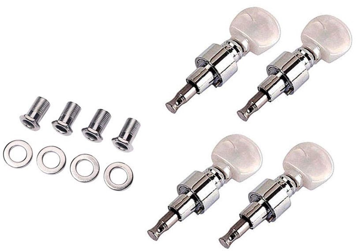 Dailygoods- Banjo Machine Hoofd - 4 String Banjo - Geared Pegs - Hoogwaardig Metaal - Antislip Rubberen Pad - Duurzaam en Slijtvast - Banjo Stem