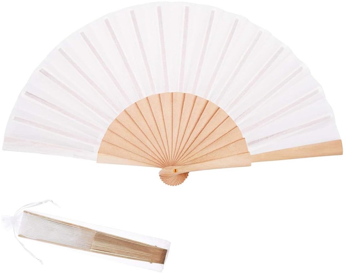 Dailygoods- Handwaaier Handgemaakt - Houtstof - Opvouwbaar - Decoratie - Cadeau - Hoogte 23 cm - Vouwwaaier
