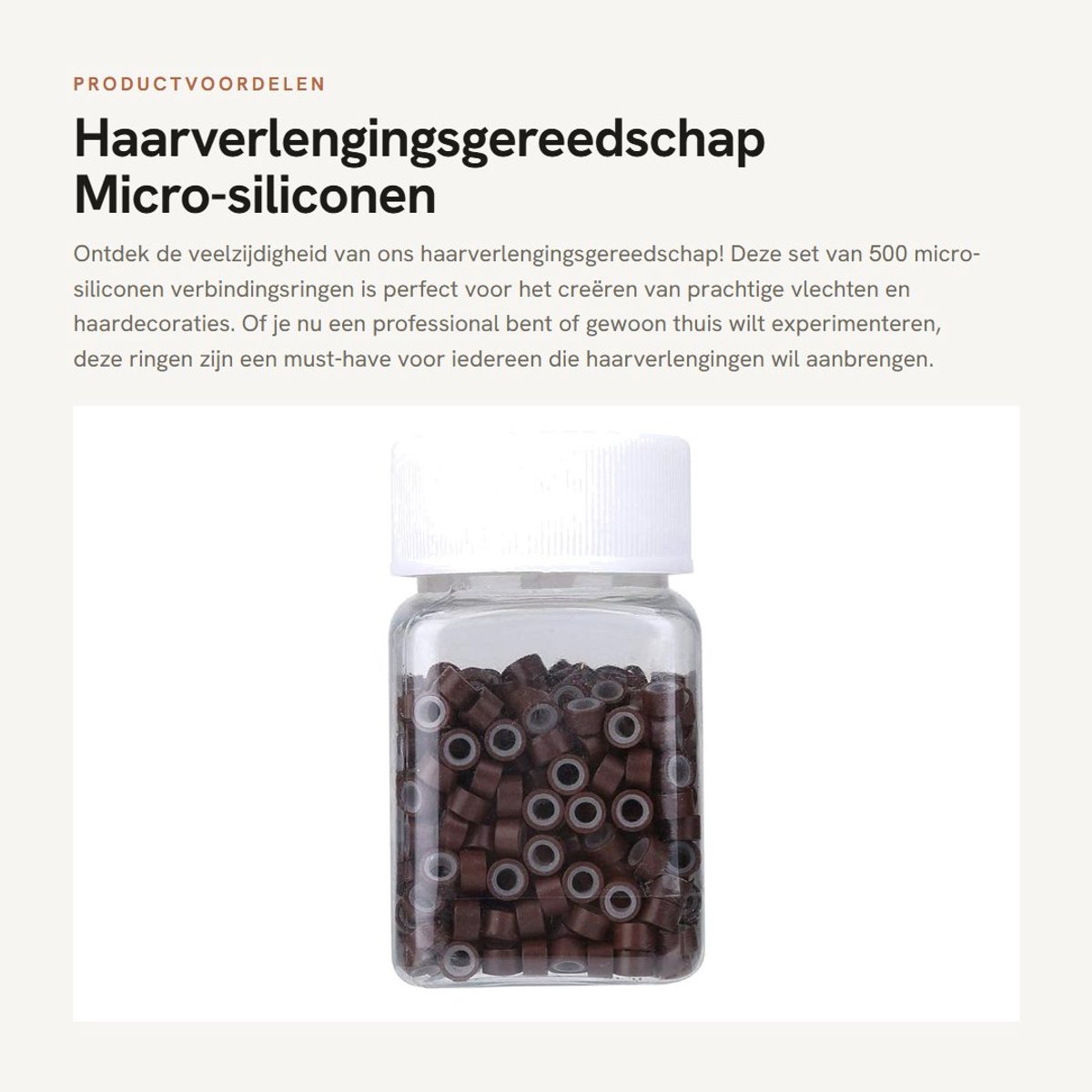Dailygoods- Micro-siliconen Verbindingsringen 500 Stuks - Haarverlengingsgereedschap - Haardecoraties - Vlechten - Buisverlenging - Bruin - Haaraccessoires