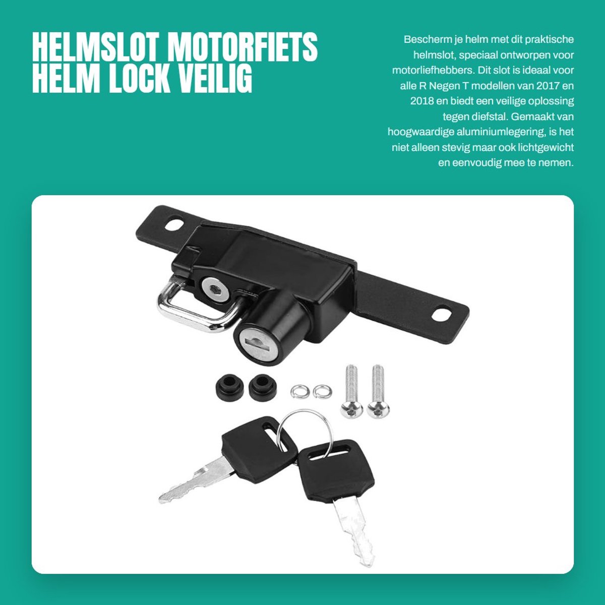 Dailygoods- Helmslot Aluminiumlegering - Compact - Geschikt voor R Nine T 2017-2018 - Inclusief 2 sleutels - Eenvoudige installatie - Lichtgewicht 188 g - Helmbeugel