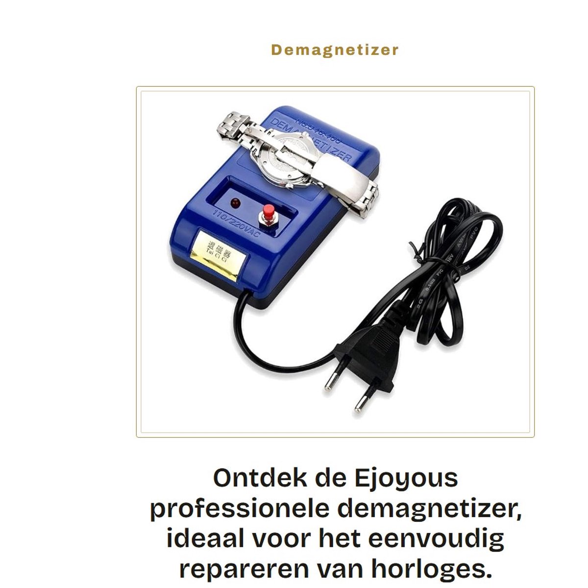 Dailygoods- Demagnetizer Professionele Demagnetizer - Eenvoudig te bedienen - 250 V EU Plug - Blauw - Horloge repareren - Compact ontwerp - Horloge Demagnetiseur