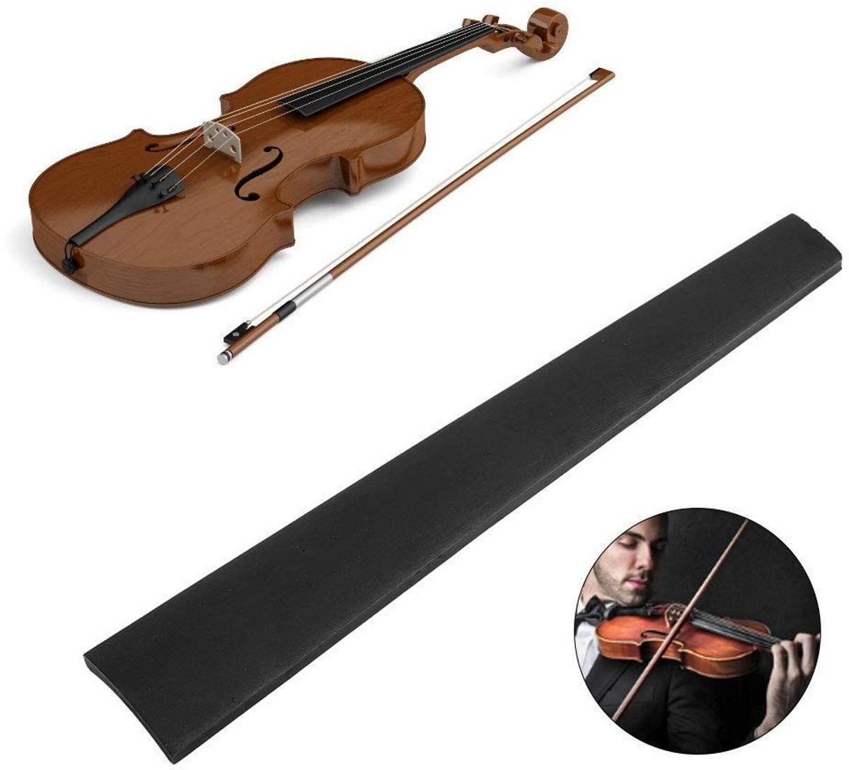 Dailygoods- Griffbrett 4/4 - Ebenholz Violine - Finger Griffbrett - Kwalitatief Hoogwaardig - Muziek Accessoire - Voor Violine - Viool