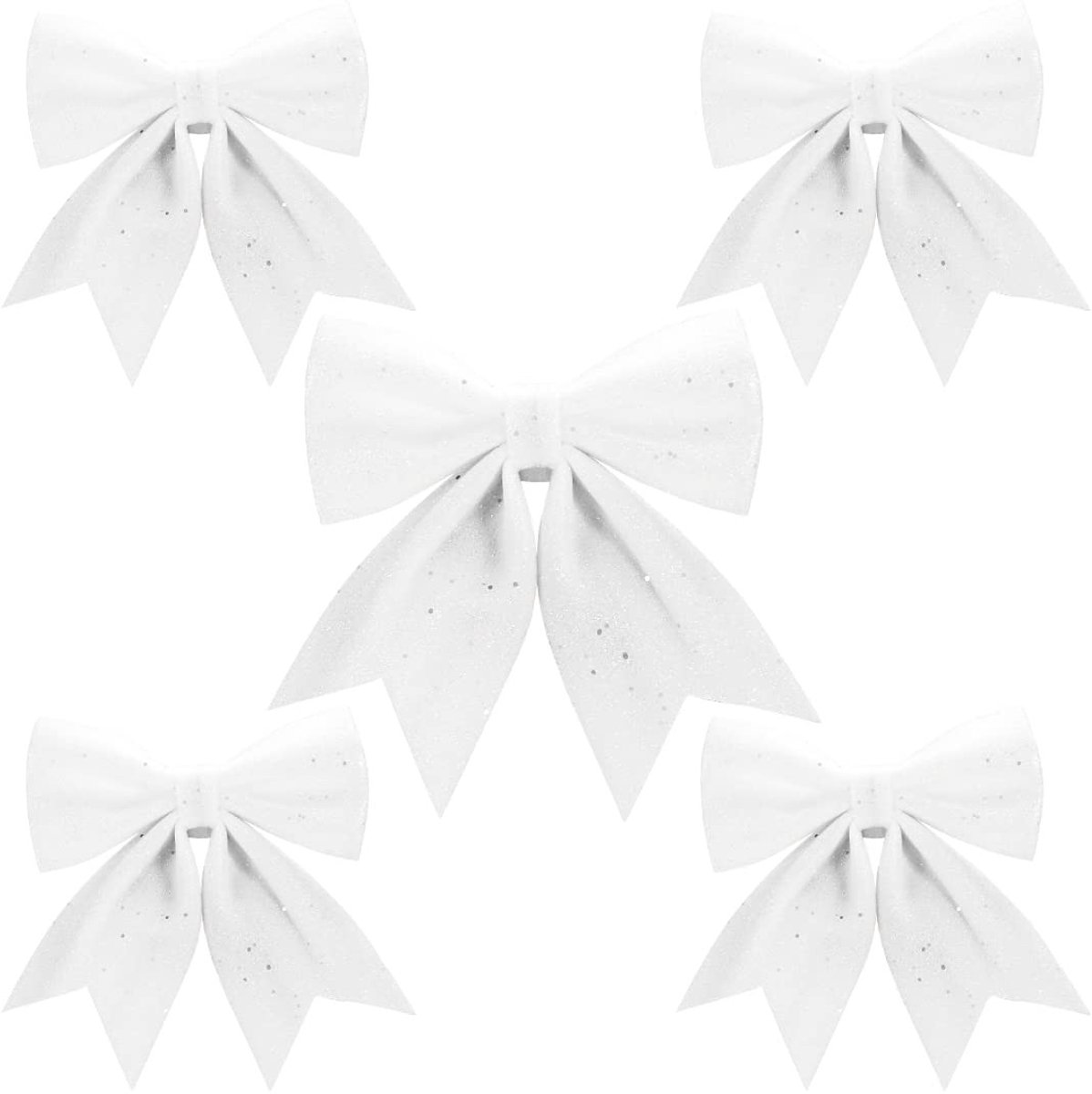 Dailygoods- Strik Glinsterend - 5 Stuks - Kerstdecoratie - 17x18 cm/21x24 cm - Hangend - Veiligheidswaarschuwing