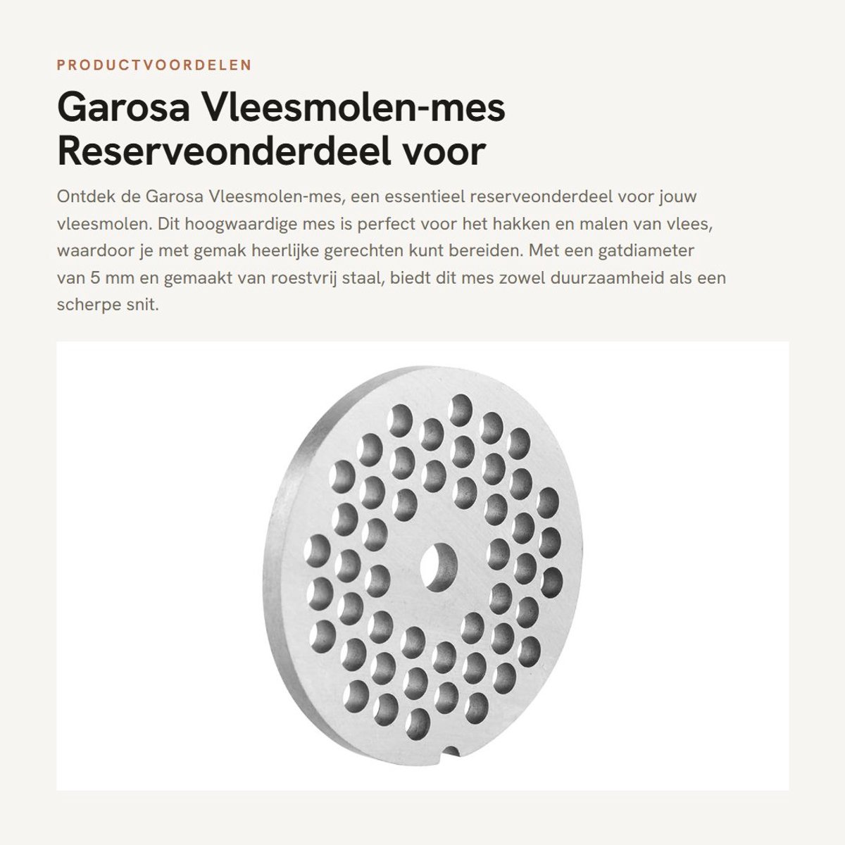 Dailygoods- Vleesmolen-mes roestvrij staal - Reserveonderdeel - 5 mm gatdiameter - 61,5 x 61,5 x 5,5 mm - Veilig en niet giftig - Eenvoudig te installeren