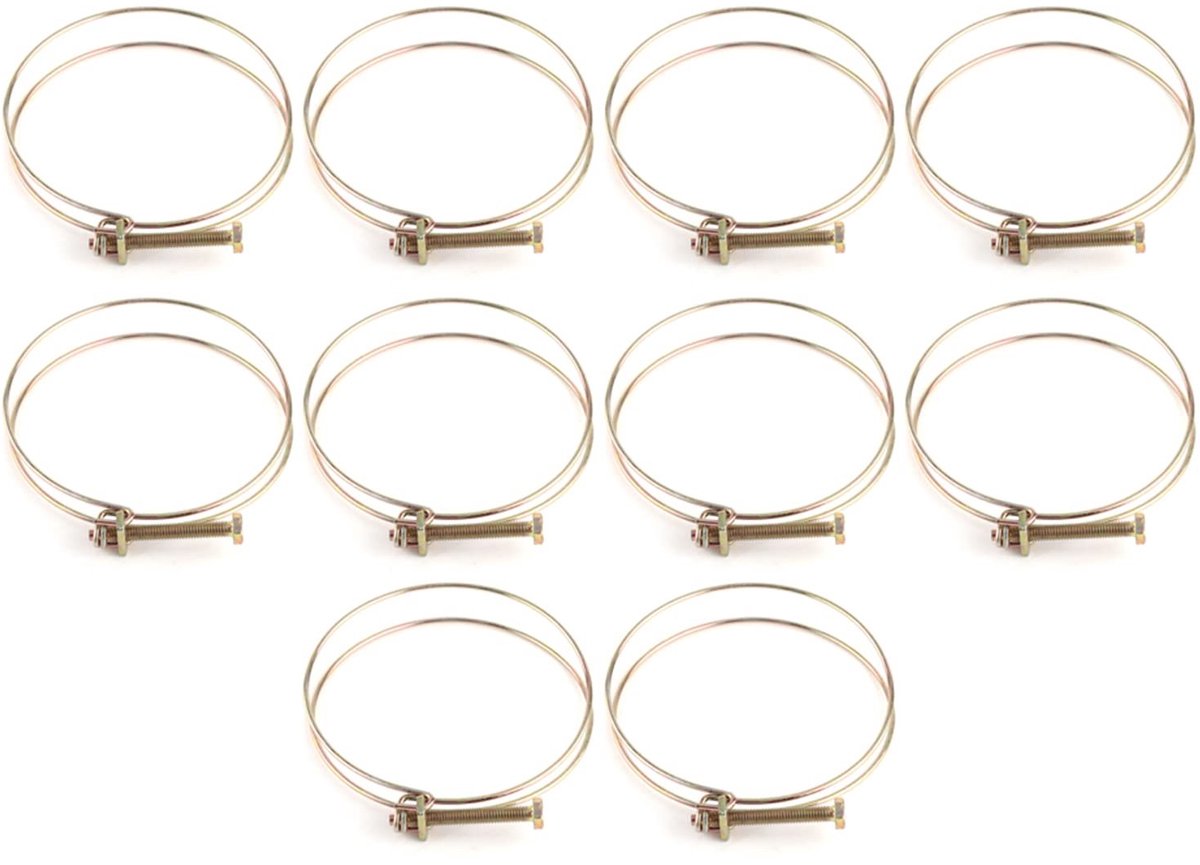 Dailygoods- Slangklemmen Assortiment 10 Stuks - RVS - Verstelbaar - Dubbele Beugel - Waterdicht - Sterke Klemkracht - Galvaniseerd - Slangclips