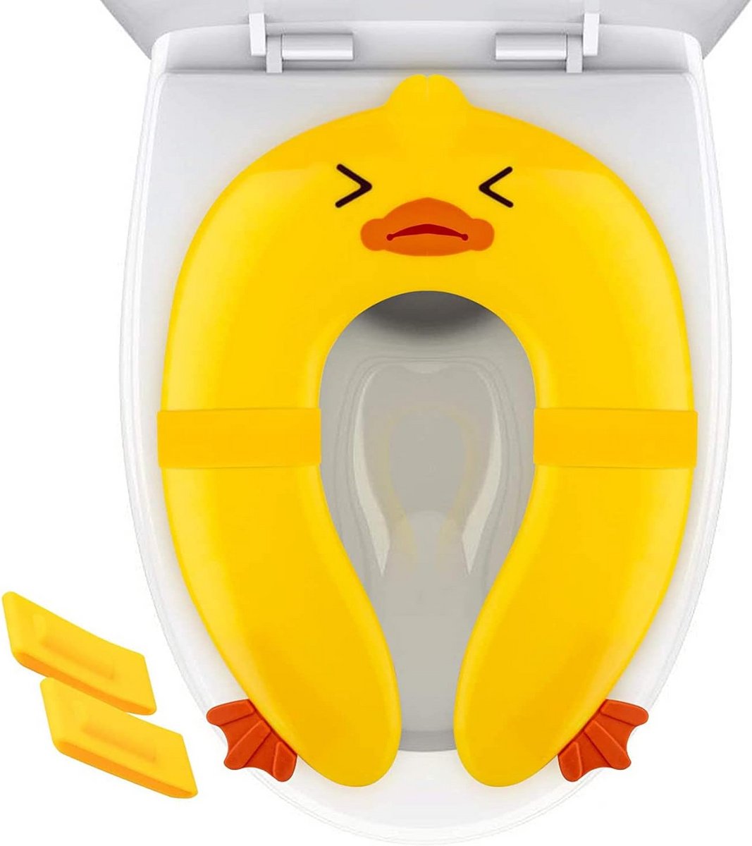 Zindelijkheidstrainer Stoelhoes - Reistoiletbril Opvouwbaar - Kinderen Zindelijk Maken - 6 Grote Antislip Pads - 35.5 x 25.4 cm - Geel