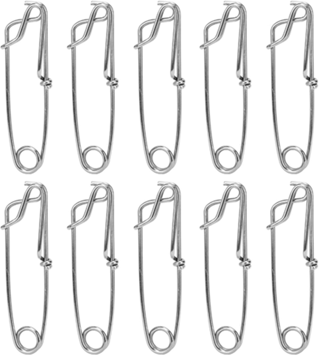 Dailygoods- Snap Clips 10st - Roestvrijstalen Lange Klikclips 6x100mm - Slijtvast - Erosiebestendig - Voor Vissen - Hoogwaardige Treksterkte - Visclips