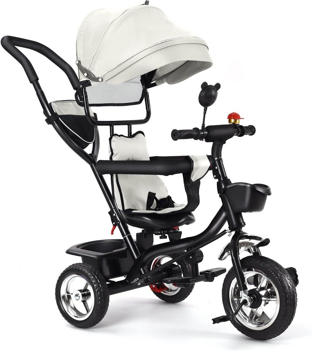 Driewieler voor Kinderen - Loopfiets Baby - Veilig Buiten Spelen - Groeit Mee met Kind - 46x75x106cm - Grijs