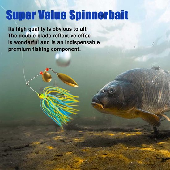 Spinnerbait Vis Aas - Kunstaas Set - Roofvis Vangen - Dubbele Willow Bladen - 5 Stuks 17g - Gemengde Kleuren — afbeelding 5