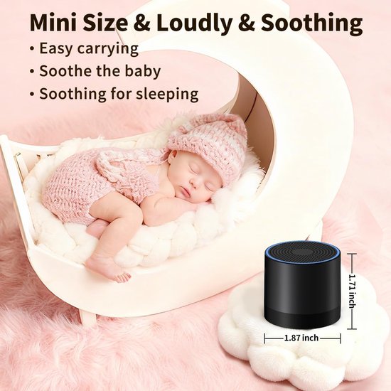 Geluidsmachine Witte Ruis - Slaap Geluiden - Baby Kalmeren - 30 Niet Looping Geluiden - 475 x 475 cm - Wit — afbeelding 4