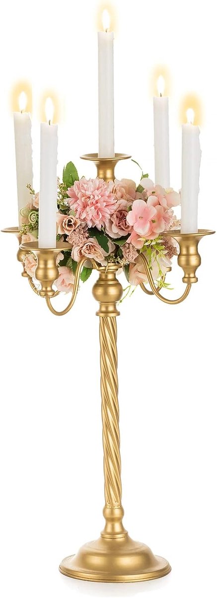 Gouden Vintage Kandelaar Set van 53cm - Metalen Standaard voor Tafeldecoratie en Bruiloften