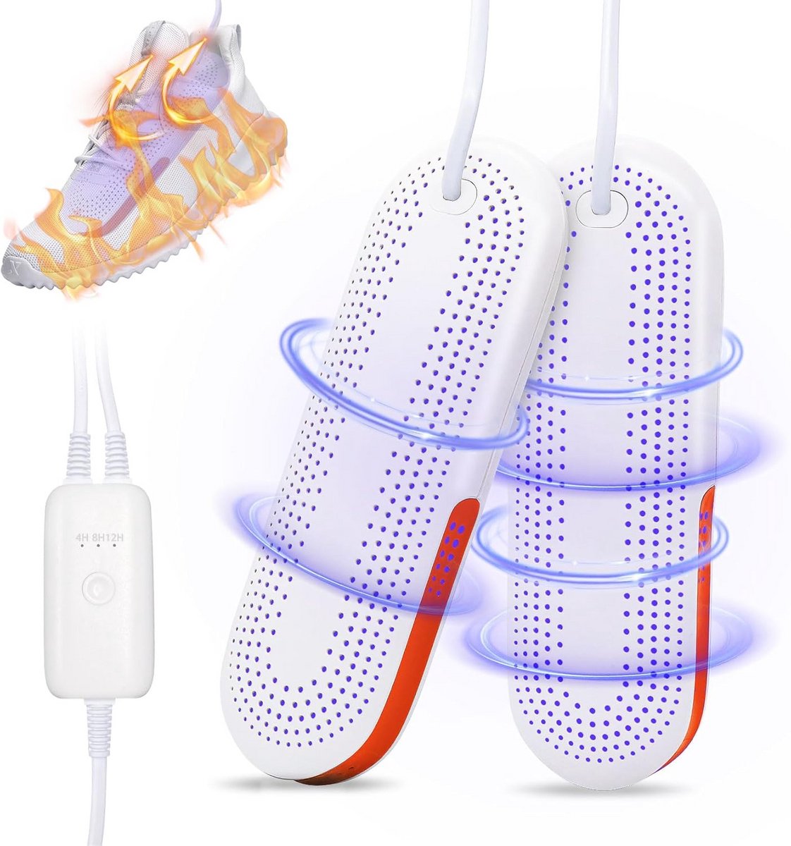 Elektrische Schoenen Droger - Schoenverwarmer - Schoenen Drogen - Met UV Licht - 18 cm - Wit
