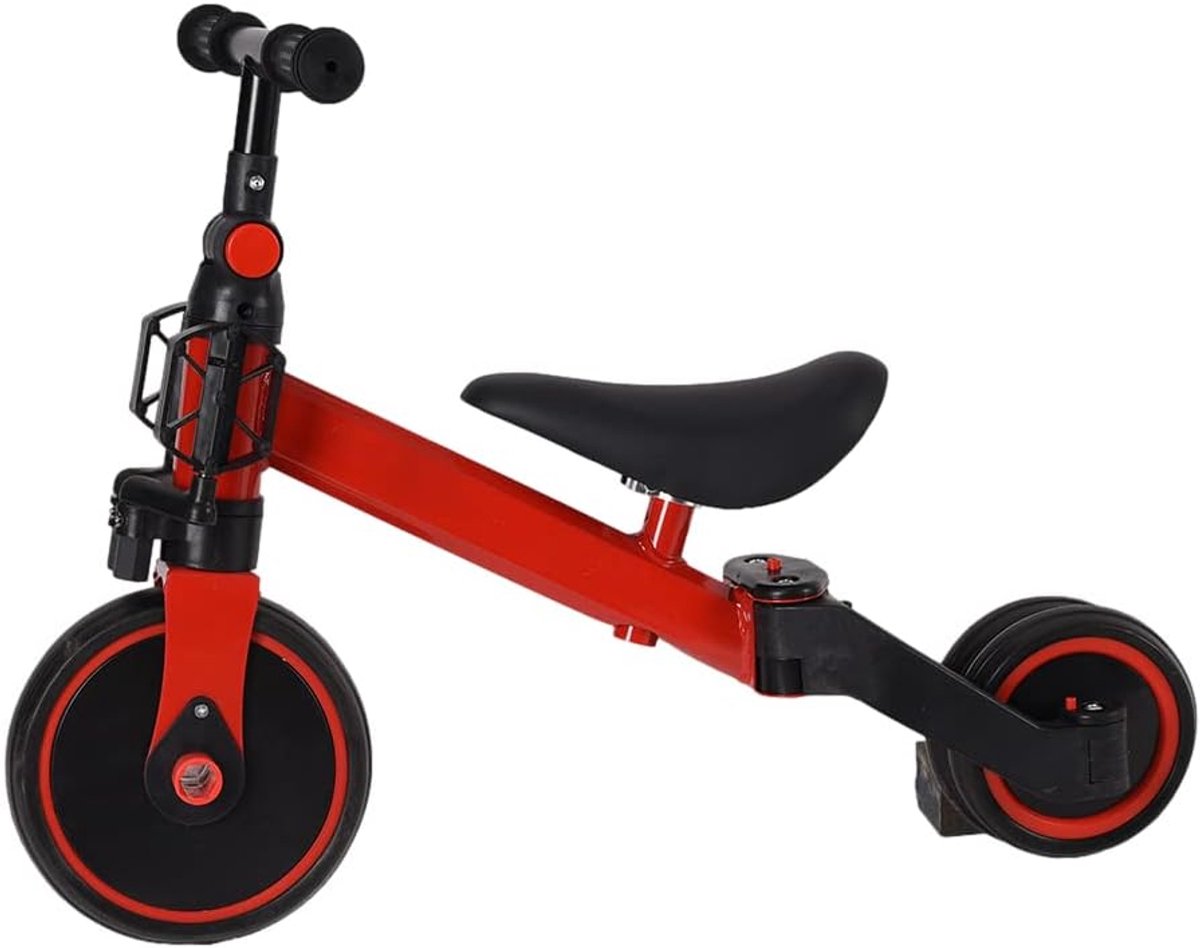 Kinder driewieler - Loopfiets fiets - Buiten spelen - 3-in-1 ontwerp - 25 cm zadelhoogte - Rood