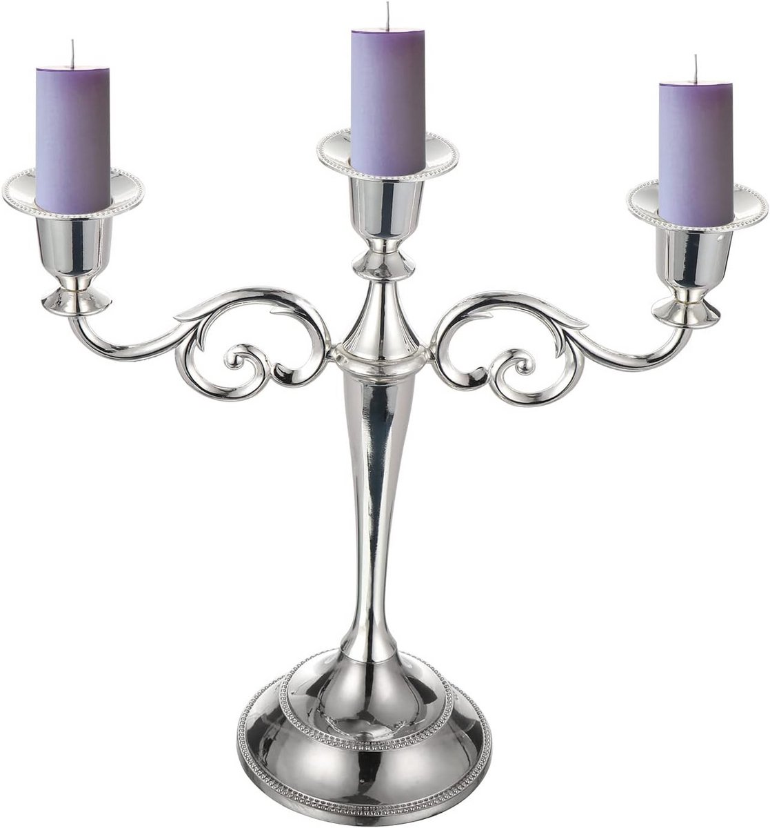 Kaarsenhouder 3-Arms - Metalen Kandelaar - Sfeervol Diner - Vintage Stijl - 264 cm Breed - Zilver