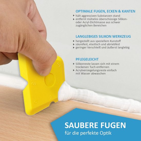 Voegengladmaker Set - Kitstrijkers - Perfecte Voegen Maken - Duurzaam Kunststof - 5 Stuks - Geel — afbeelding 4
