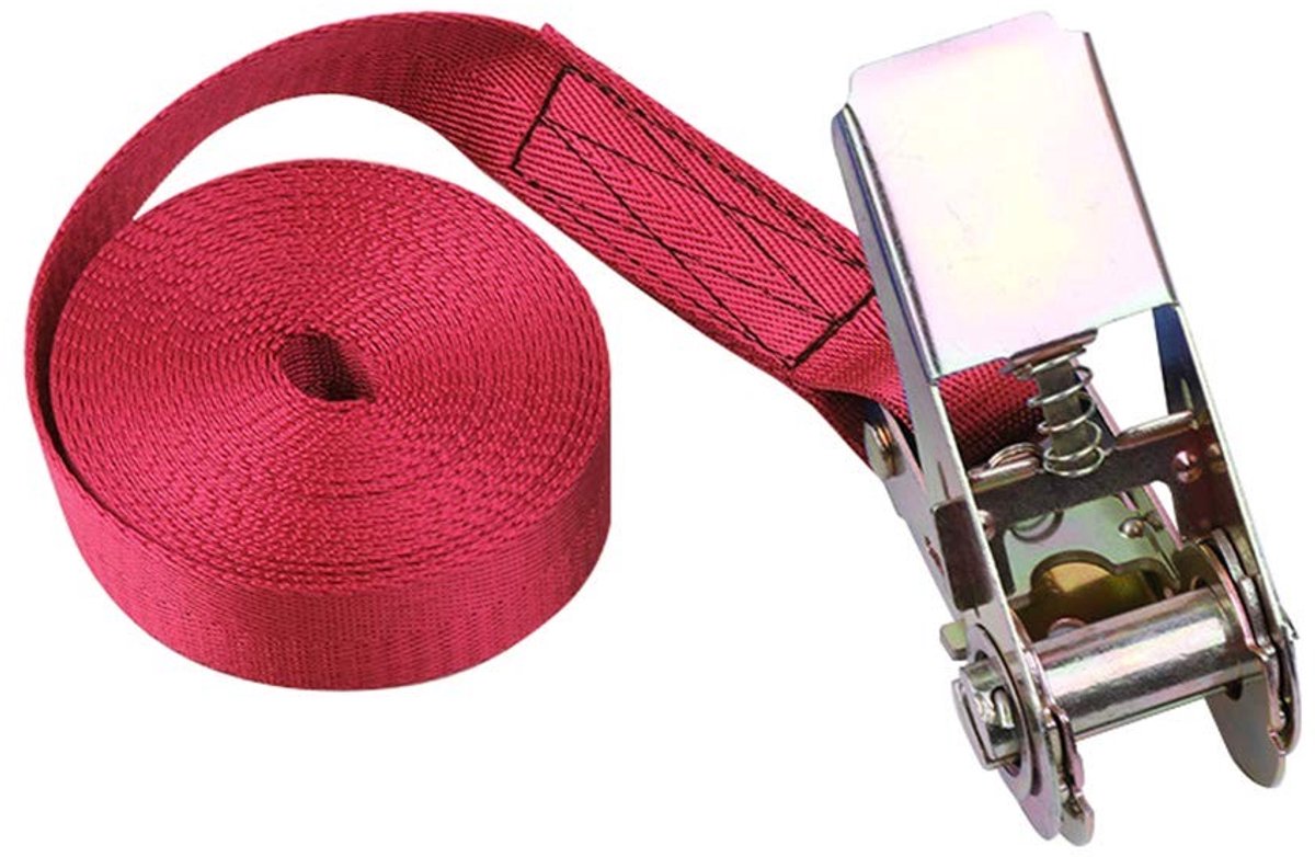 Dailygoods- Spanriem 1-10 Meter - Spanriemen met Ratel - Metalen Gesp - Zware Breuksterkte 800 KG - Lichtgewicht - Eenvoudig te Gebruiken - Sjorriem
