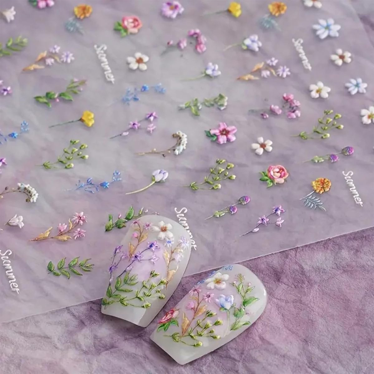Dailygoods- Nagelstickers Bloemen - Zelfklevend - Nageldesign - Nageltatoeages - 5D Embossed - Hoogwaardig Materiaal - Nageldecals