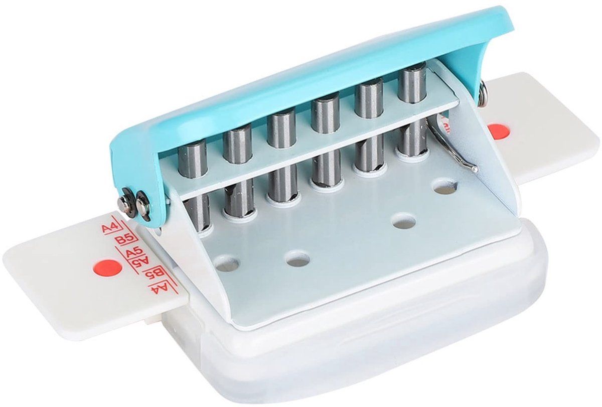 Dailygoods - Verstelbare perforator - 6-gaats ponsmachine - Handig en draagbaar - Groen - Kantoor en thuis - Perfect voor A4-papier
