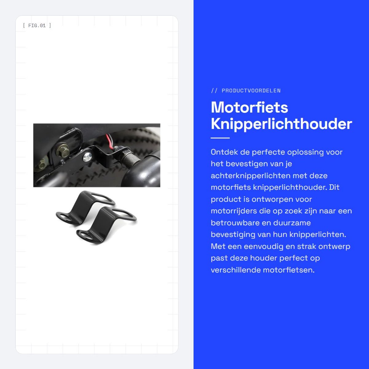 Dailygoods- Knipperlichthouder 2 Stuks - Achter Knipperlicht - Schokdemperbevestigingen - Universele Metalen Beugels - Zwart/Zilver - Eenvoudige Installatie - Knipperlichtbeugel