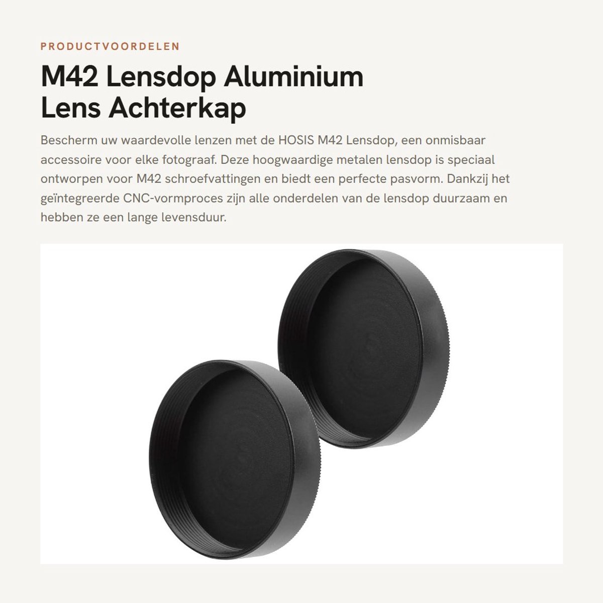 Dailygoods- Lensdop M42 - Aluminium - Lichtgewicht - Duurzaam - Bescherming tegen stof/vocht - Nauwkeurige pasvorm - Lenskap