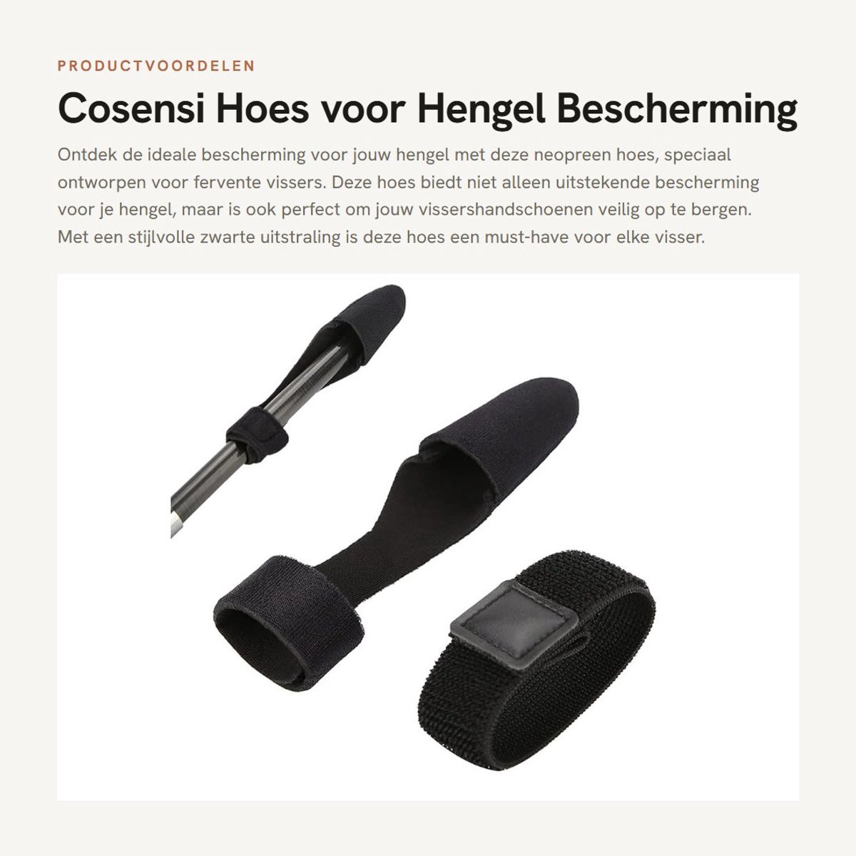 Dailygoods- Hoes voor Hengel - Beschermhoes van Neopreen - Set Beschermingen - Vissershandschoen - Zwart - Schokbestendig - Hengeltas