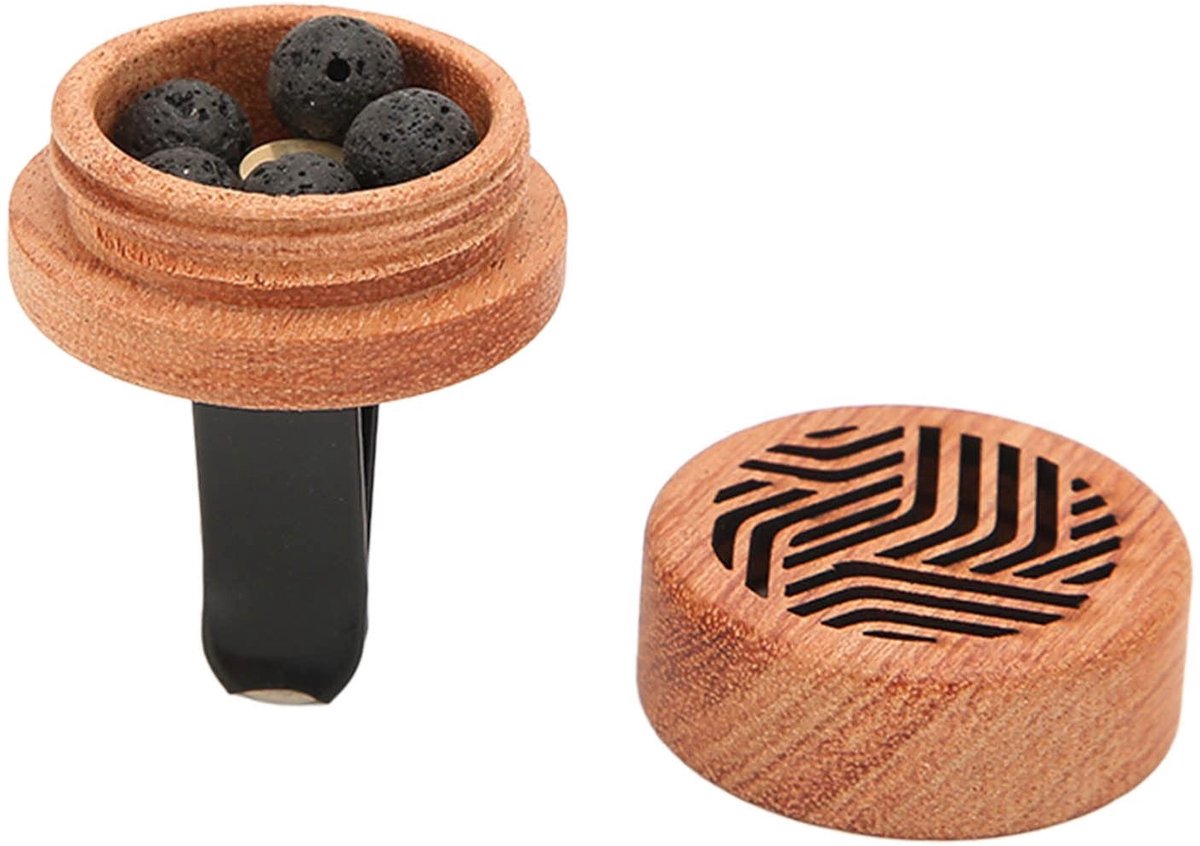 Dailygoods- Etherische Olie Diffuser Houten Design - Mini Auto Diffuser - Draagbare Luchtverfrisser - Aromatherapie - Palissander Materiaal