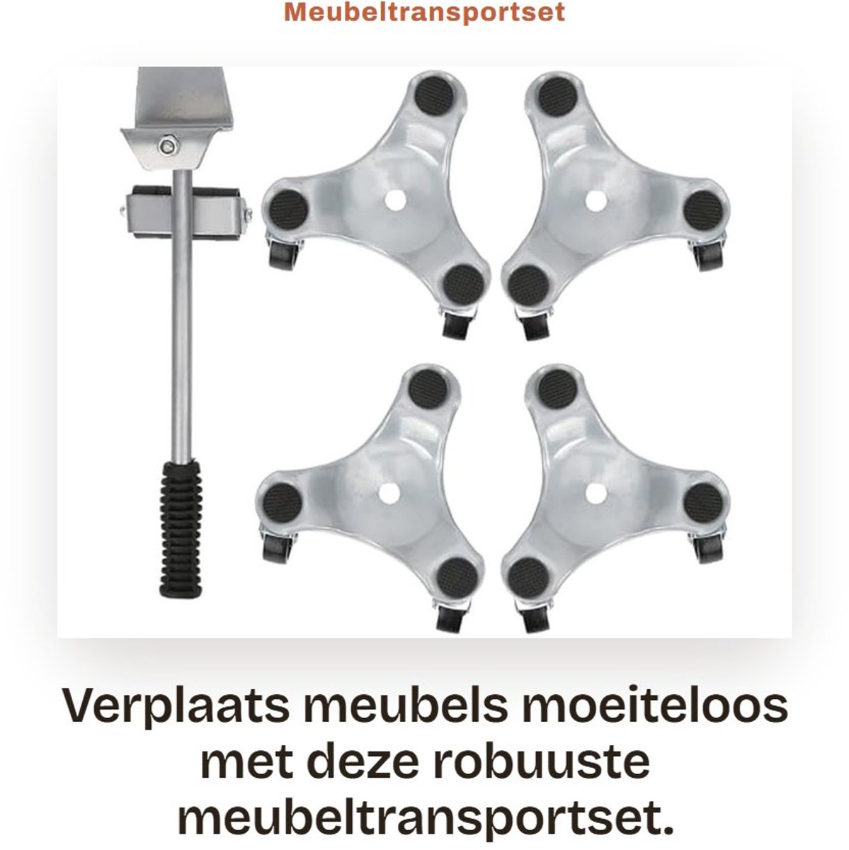 Dailygoods- Meubeltransportset 120 kg draagvermogen - Robuuste Hefbewegingsplaat - 360° Rotatie - Antislip Handgreep - Zilverkleurig - Efficiënt Verplaatsen van Meubels - Meubelverhuisset