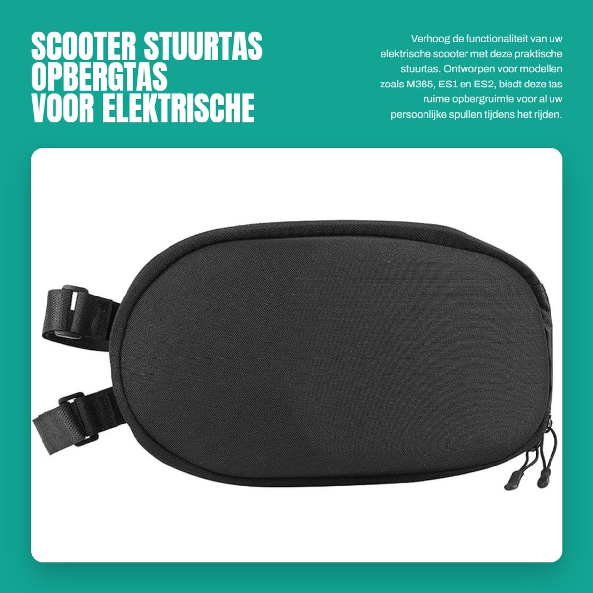 Dailygoods - Scooter Stuurtas - Opbergtas voor Elektrische Scooters - M365 ES1 ES2 - Licht en Duurzaam - Ruime Opbergruimte