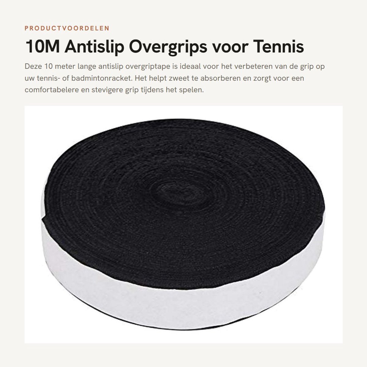 Dailygoods- Racketgreeptape 10M - Zweetabsorberend - Antislip - Tennis - Badminton - Duurzaam - Gripband