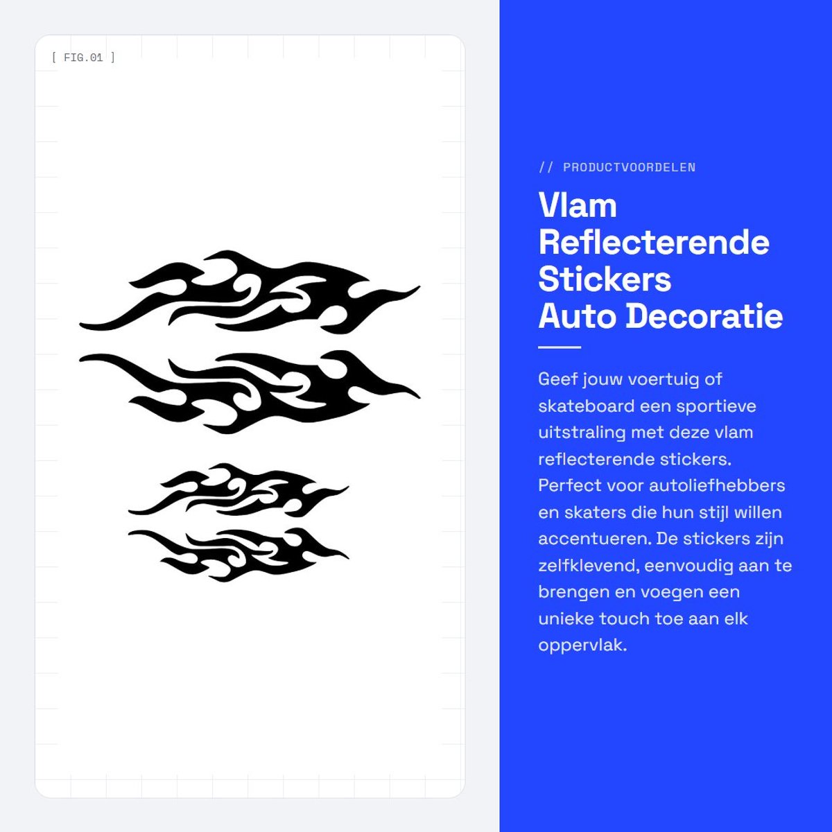 Dailygoods- Vlamstickers Reflecterend - 8 Stuks - Zelfklevend - Waterdicht - PET Materiaal - 29x5,5cm/12x2,5cm - Geen Schade Achterlatend - Autostickers