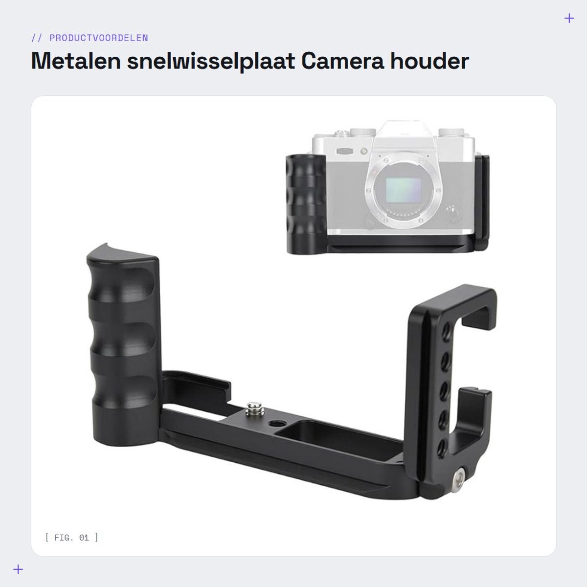 Dailygoods- Snelwisselplaat Hoogwaardige Aluminiumlegering - L-Plaat Houder - Camera Handgreep - Voor Fuji XT10/XT20/XT30 - Lichtgewicht - 39 mm AS-standaardinterface - Camera Plate