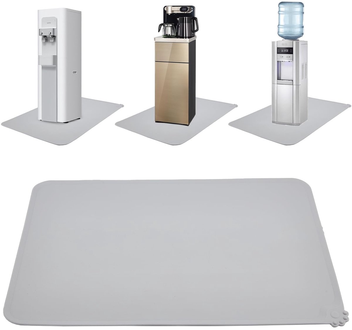 Dailygoods- Mat 55 x 38 cm - Waterdispensermat - Bureauonderlegger - Siliconen - Verhoogde rand - Voorkomt lekkage - Onderlegger
