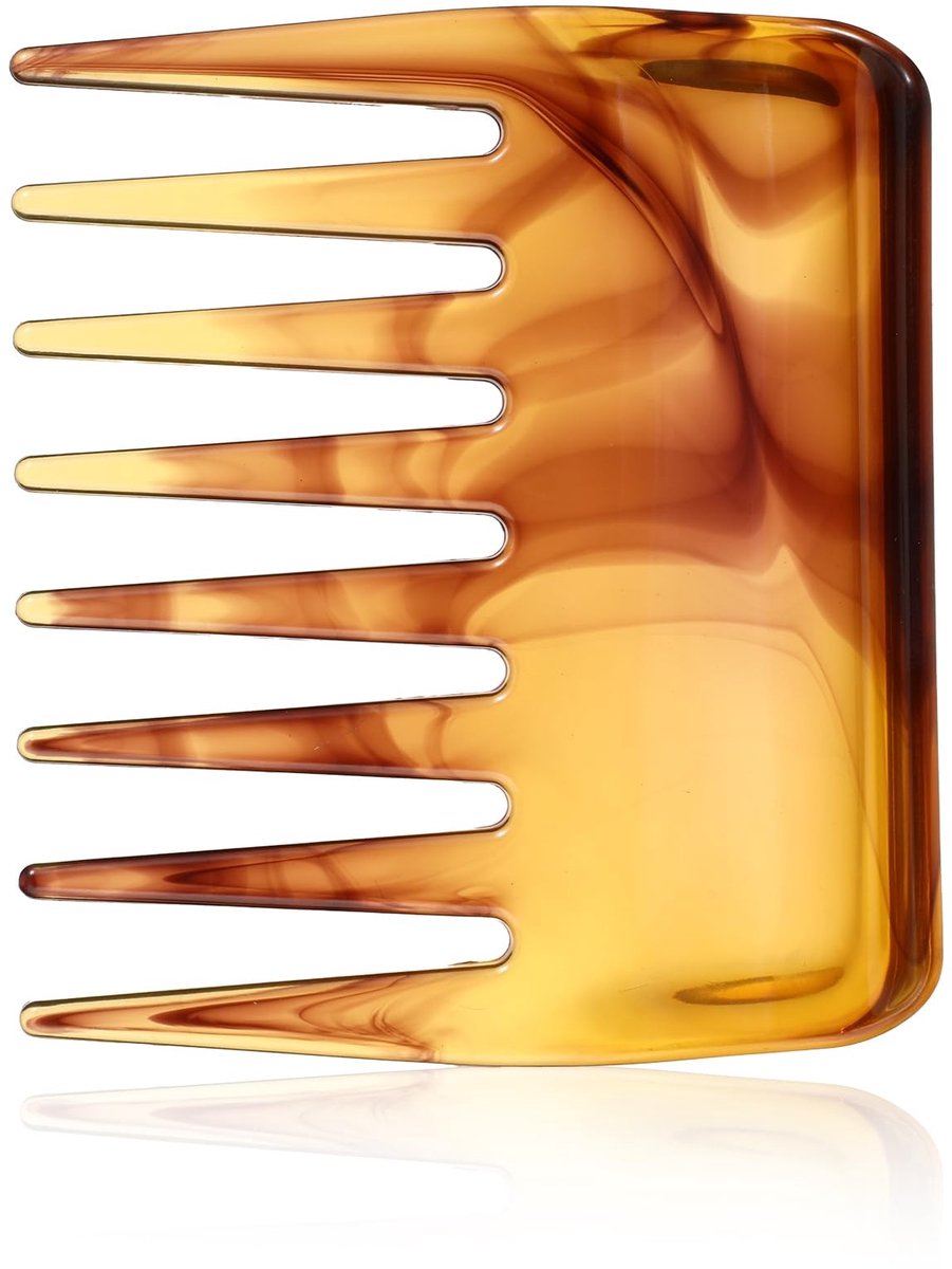 Dailygoods - Barnsteenkleurige breed-tandkam - Hittebestendige kam - Natuurlijke krullen - Haarstyling - Geschikt voor onderweg - 1 stuk