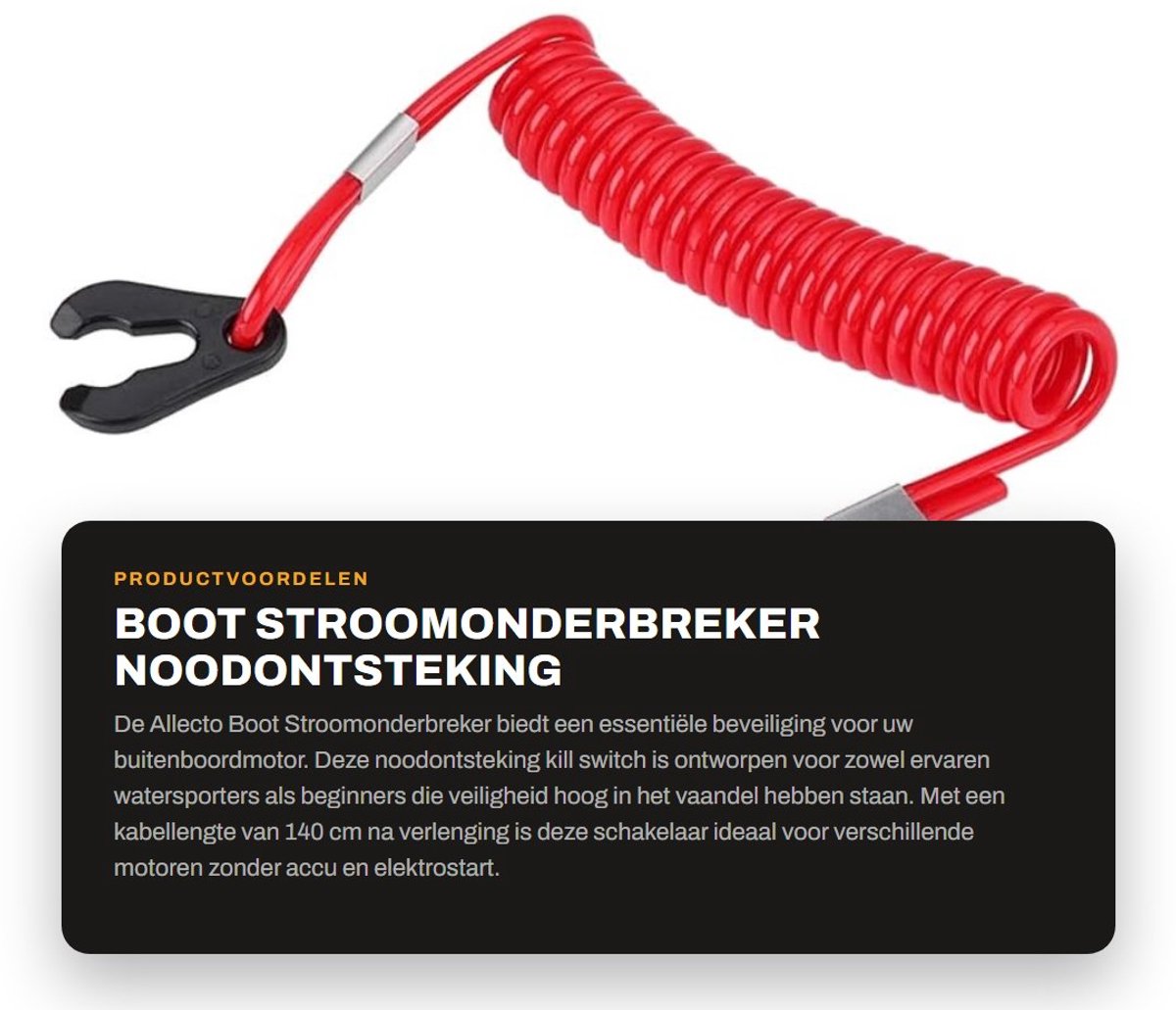 Dailygoods - Boot Stroomonderbreker - Noodontsteking Schakelaar - Rood - Buitenboordmotor Accessoire - Veiligheidskey Lanyard - Geschikt voor Mo...