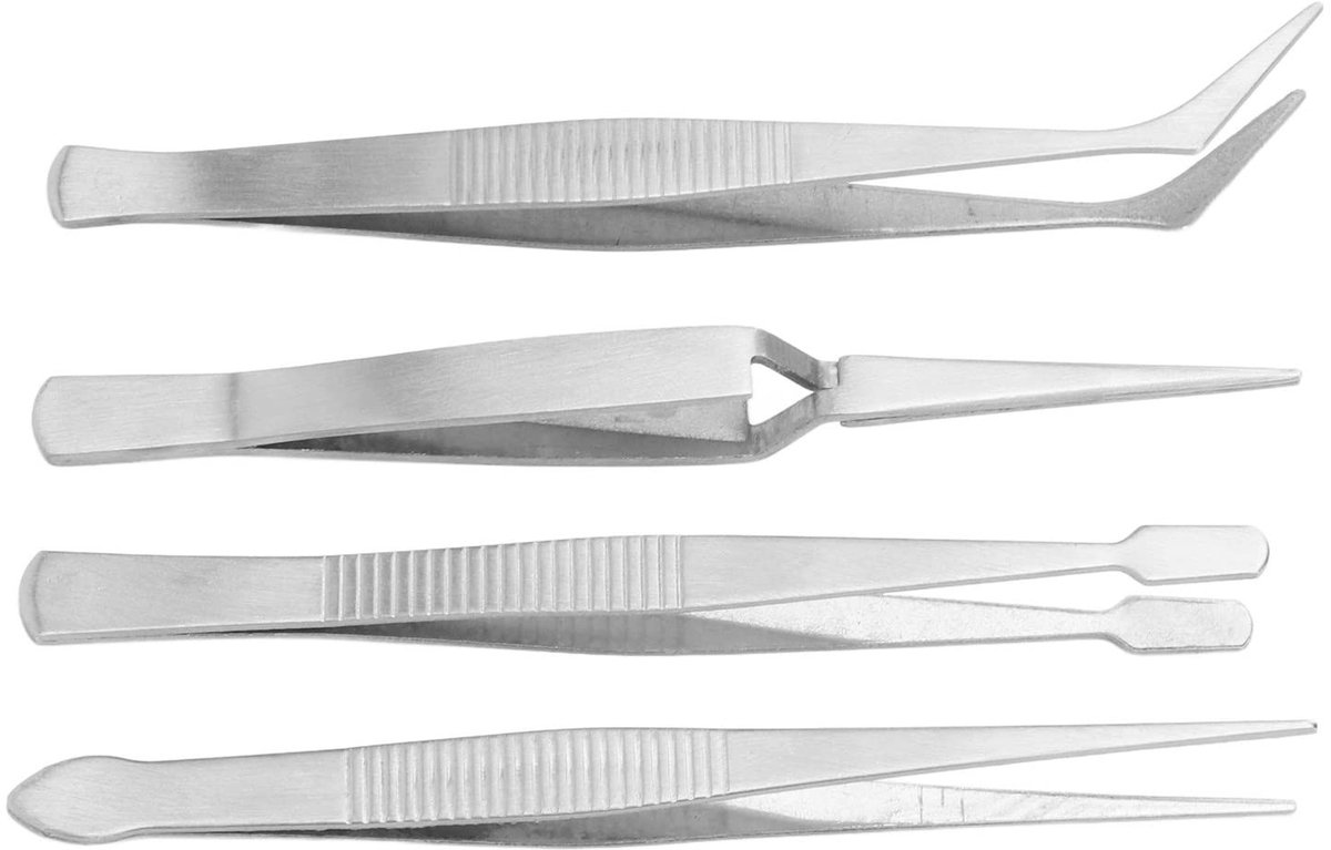 Dailygoods - Naaimachine Pincet Set - RVS - Perfect voor precisiewerk - Handwerken - Naaien - Creatief bezig zijn - Handig en veelzijdig - 4-delige set