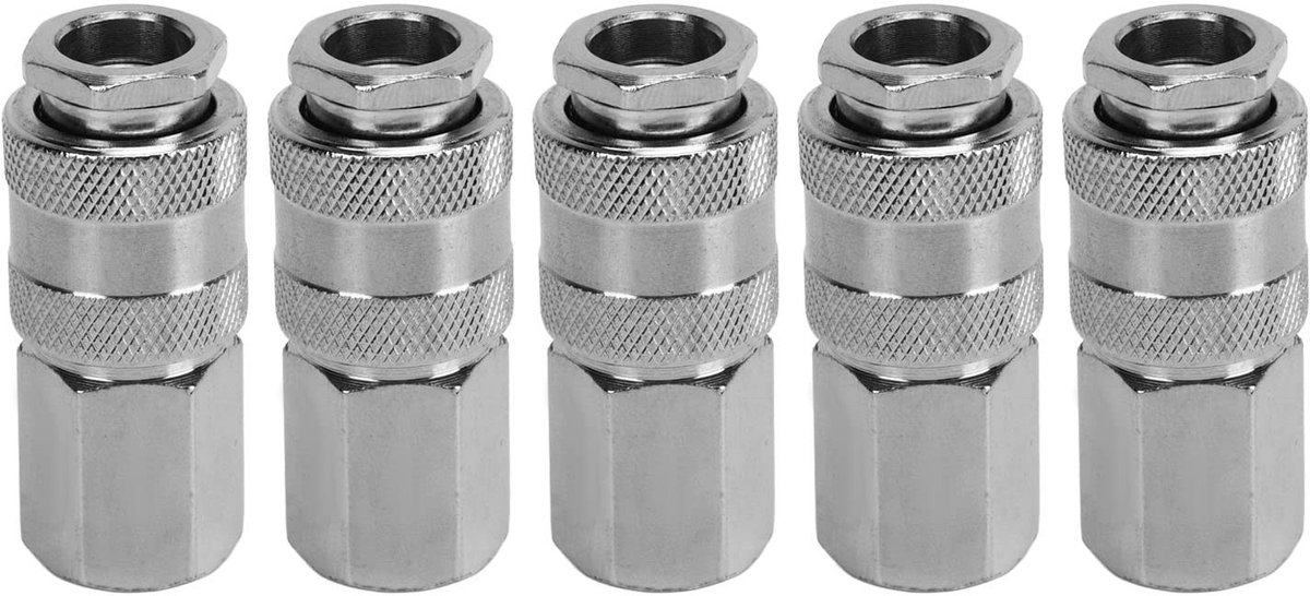 Dailygoods- Luchtslangarmaturen 1/4 inch NPT - Luchtkoppeling - Snelkoppeling - 5 stuks - Pneumatische gereedschapskoppeling - Duurzaam staal