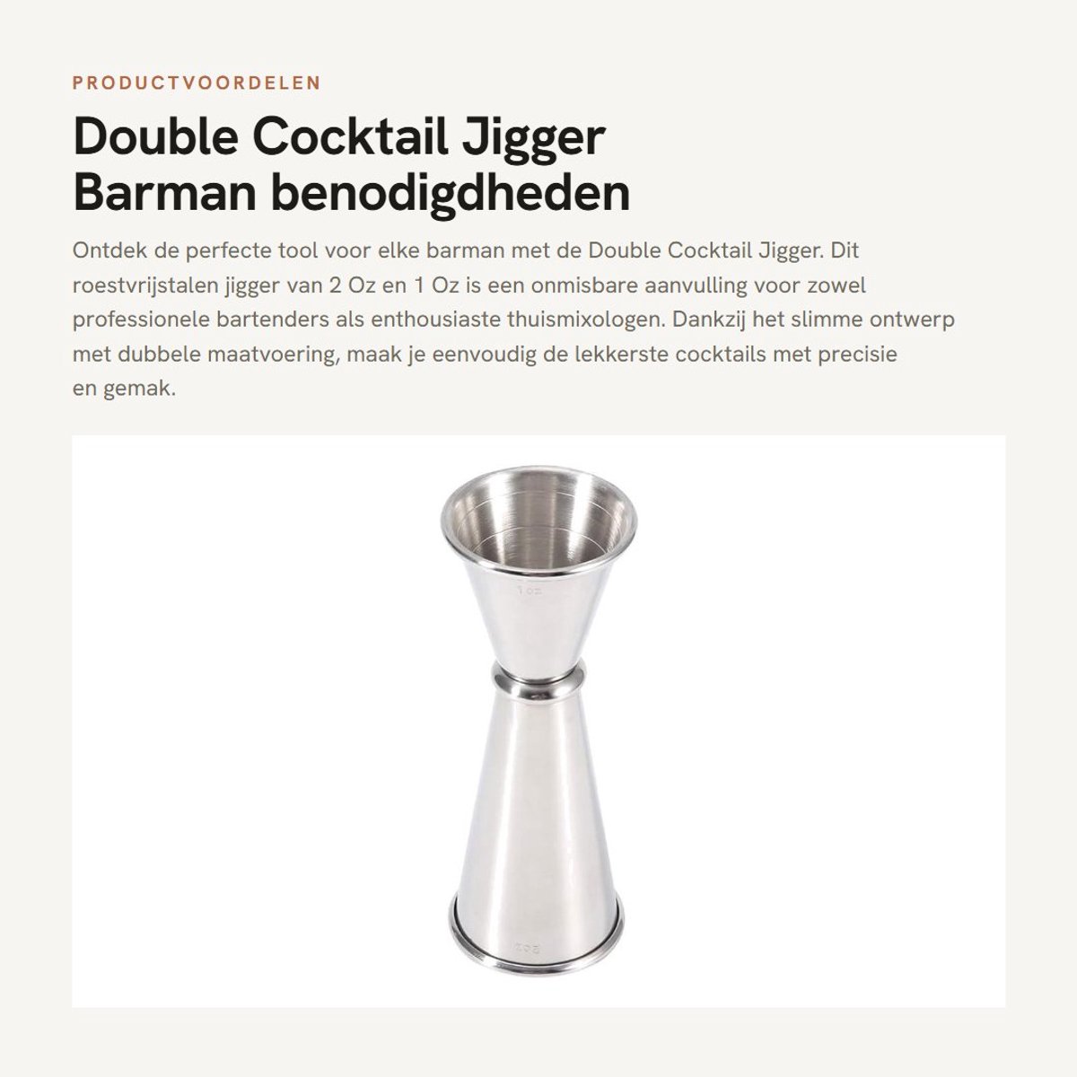 Dailygoods- Cocktail Jigger 2 Oz/1 Oz - Roestvrij Staal - Barman Accessoire - Maatbeker - Mixen - Duurzaam