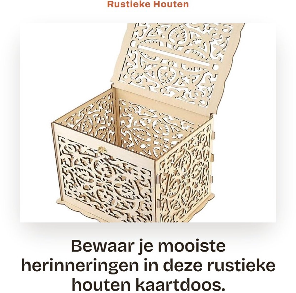 Dailygoods- Kaartdoos met slot - Houten geschenkdoos - Vintage stijl - Bruiloftsenvelophouder - Feestdecoratie - Afmetingen 25 x 20 x 18,3 cm